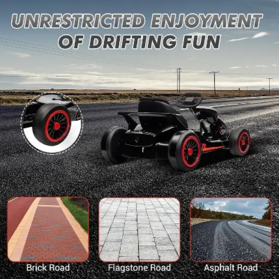 Go Kart for Kids, 24V Drift Kart with 2X200W Strong Motor, 7AH Big Battery, Electric Pedals, Electric Go Kart Outdoor Race Toy image {4}
