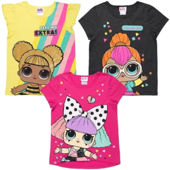 L.O.L. Surprise! Girls 3 Pack Graphic T-Shirts Little Kid to Big Kid image {9}
