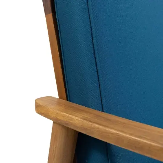 2pc Willowbrook Patio Acacia Wood Loveseat Set with Coffee Table - Teak/Dark Teal - Christopher Knight Home image {4}