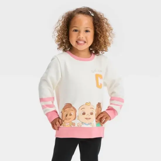 Toddler Girls' Cocomelon Chenille Patch Pullover Sweatshirt - Cream image {3}