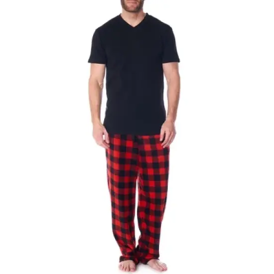 Alpine Swiss Mens Pajama Set Cotton Shirt and Polar Fleece Pants with Pockets image {10}
