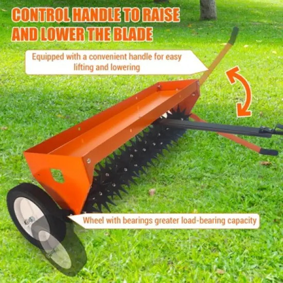 Tow Behind Aerator, 40 Inch Plug Aerator with Universal Hitch, Durable Lawn Aerator Soil Penetrator Tractor with Transport Wheels image {5}