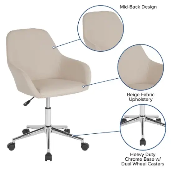 Merrick Lane Home Office Bucket Style Chair with 360 Degree Rotating Swivel image {8}