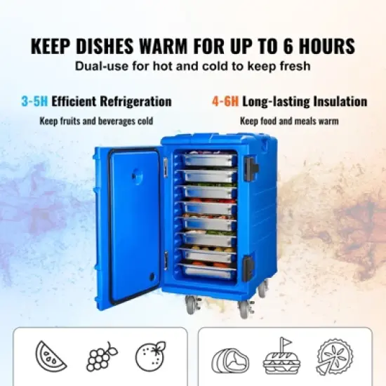 VEVOR Insulated Food Pan Carrier, 127 Qt Hot Box for Catering, Food Box Carrier with Double Buckles, Front Loading Food Warmer with Handles image {2}