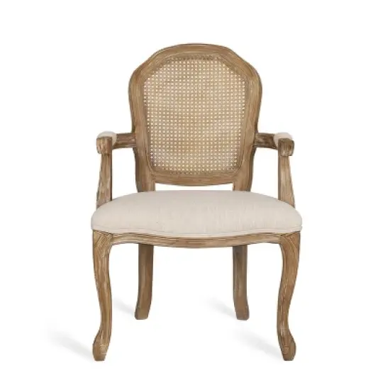 2pk Mina French Country Wood and Cane Upholstered Dining Chairs - Christopher Knight Home image {2}