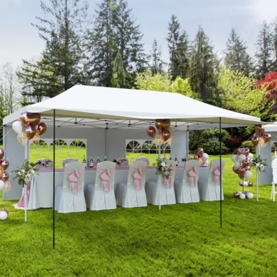 10x20 Pop Up Canopy Tent, for Parties with Roller Bag, with 6 Removable Sidewalls, Upgraded Thickened Legs, 6 Sand Bags image {10}