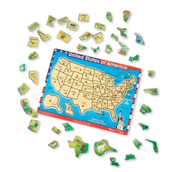 Melissa & Doug USA Map Sound Puzzle - Wooden Peg Puzzle With Sound Effects (40pc) image {3}
