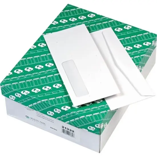 Quality Park Window Envelope #10 4 1/8 x 9 1/2 White 500/Box 21332 image {1}