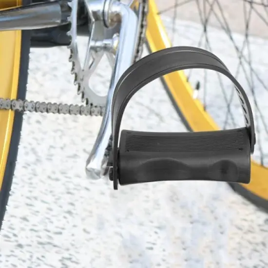 Unique Bargains Exercise Bike Pedals with Straps 1/2 Inch Spindle Cycling Parts 12.7mm Spindle Black 1 Pair image {3}