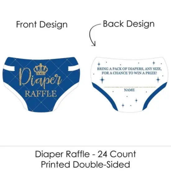Big Dot of Happiness Royal Prince Charming - Diaper Shaped Raffle Ticket Inserts - Baby Shower Activities - Diaper Raffle Game - Set of 24 image {1}
