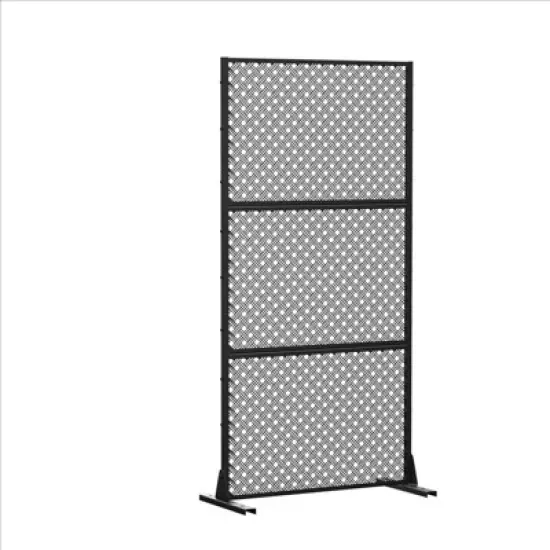 Pexfix 72 x 35 Inch Metal Privacy Screen Freestanding Outdoor Divider Panel For Patio Deck Balcony Heavy Duty Base Weatherproof Black Lattice Woven image {10}
