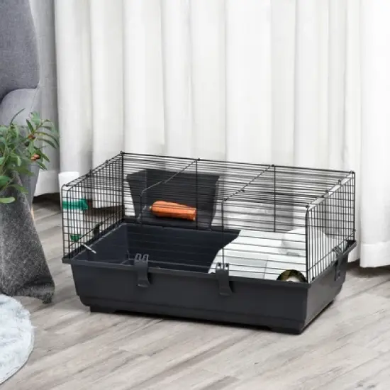PawHut Two-Story Small Animal Cage Removable from Stand, Guinea Pig, Hedgehog, Chinchilla, Ferret, Shelf & Wheels image {4}
