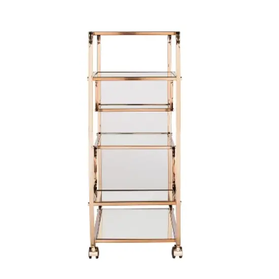 Marianne Mirrored Bar Cart Gold - Aiden Lane image {5}