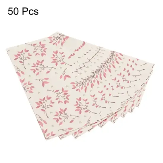 Unique Bargains Paper Gift Bag Pack Pink Leaf Storage Bag for Party Favor 50 Pcs image {2}