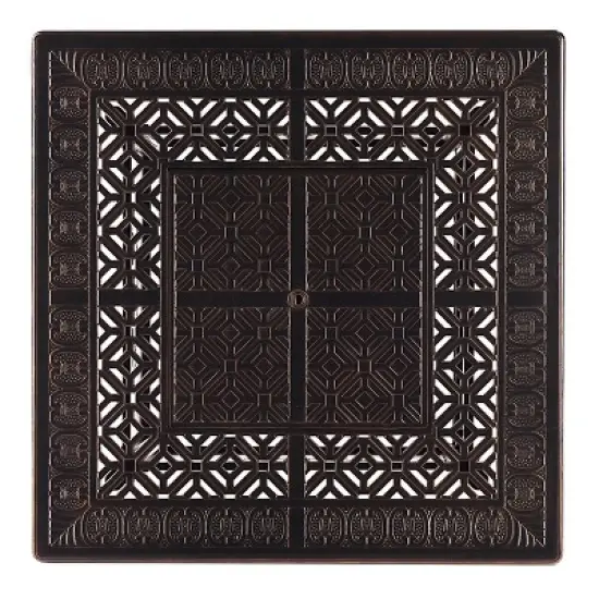 Oakland Living 5pc Deep Seating Swivel Aluminum Outdoor Patio Fire Pit Dining Set with Fire Table with Diamond Pattern Copper image {4}