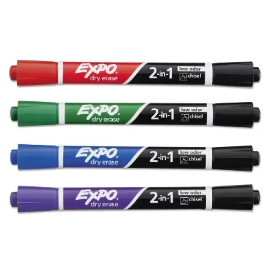 EXPO 2-in-1 Dry Erase Markers 5 Assorted Colors Medium 4/Pack 1944655 image {3}