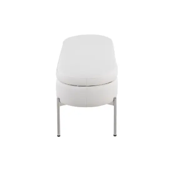 48" Chloe PU Leather/Metal Storage Bench Chrome/White - LumiSource image {2}