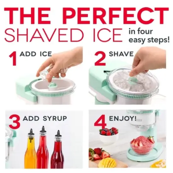 Dash Shaved Ice Maker: Aqua Blue Ice Shaver Machine, Slushie & Snow Cone Maker, Dishwasher-Safe Parts, 85W, 1-Year Warranty image {7}