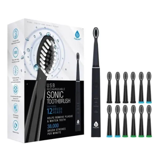 USB Rechargeable Sonic toothbrush with 12 Brush Heads image {2}
