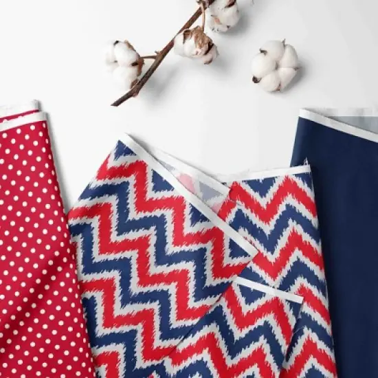 Bacati - Mix n Match Chevron/Dots Long Crib Rail Guard Cover Navy/Red image {2}