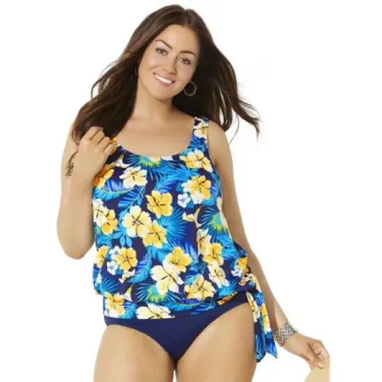 Swimsuits for All Women&rsquo;s Plus Size Side Tie Blouson Tankini Top image {21}