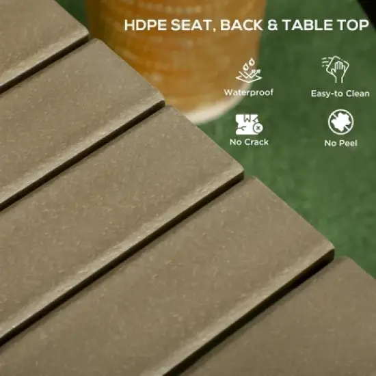 Resenkos Aluminum Frame 3 Pieces Bar Set, Two Tall Chairs, HDPE, Aluminum, Brown And Black image {6}