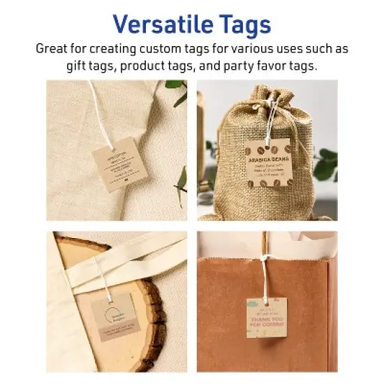 Avery Printable Square Tags with Sure Feed Technology, 1-1/2" x 1-1/2", Kraft Brown Cardstock, Print-to-the-Edge, Laser/Inkjet, 200 Total image {2}