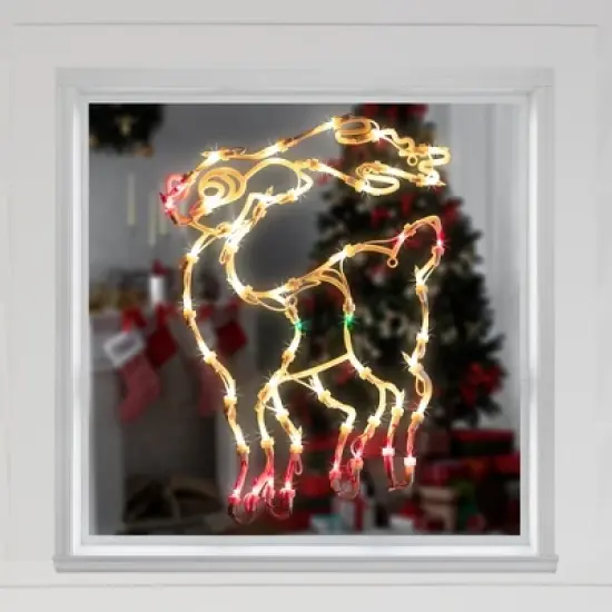 Northlight Lighted Reindeer Christmas Window Silhouette - 18" - White - Multicolor Lights image {2}