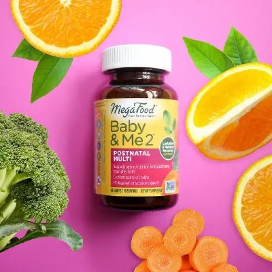 MegaFood Baby & Me 2 Postnatal with Choline, Folate & Iron Multivitamin Supplement - 60ct image {3}