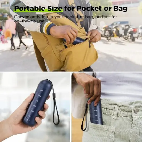 Maison Products Waterproof Metal Pill Organizer &ndash; 7-Day Portable Travel Case with Secure Compartments for Vitamins & Medications image {4}