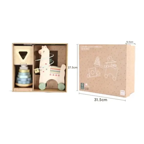 Freniland&trade; - Llama Baby Gift Toy Sets 3Pcs, Bead Coaster, Stacking Tower and Sorting Cube for 12M+ (CPC Certified) image {4}