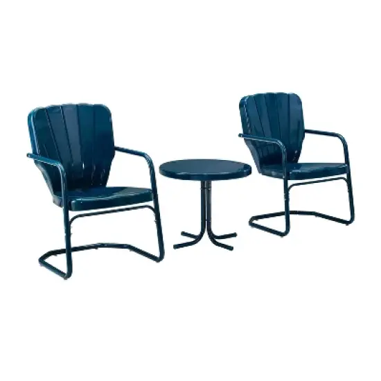 Ridgeland 3pc Outdoor Seating Set - Navy - Crosley image {3}