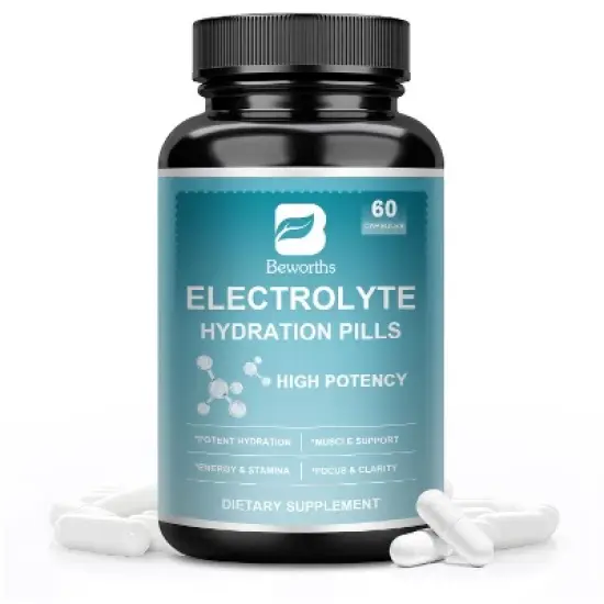 B Beworth Electrolyte Hydration Pills | with Magnesium, Potassium Chloride, Sodium, Calcium, Zinc | 60ct image {6}