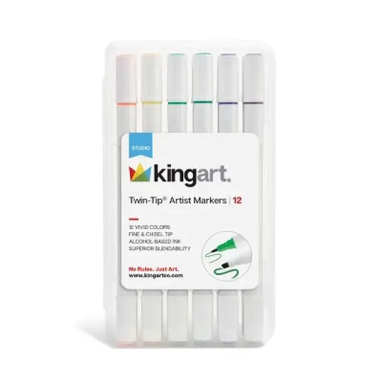 KINGART Twin-Tip Sketch Markers, Alcohol-Based, 12 Colors image {8}