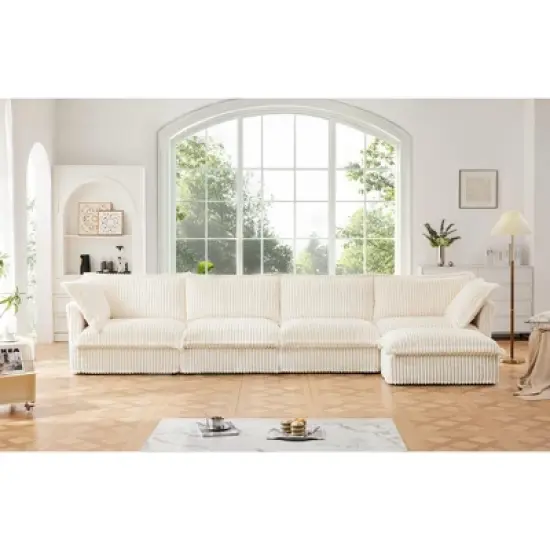 NicBex Couches for Living Room Single Deep Seat Sofa Couch Corduroy Slip-covered Armchair with 1 Big Back Cushion and 2 Big Toss Pillows image {12}