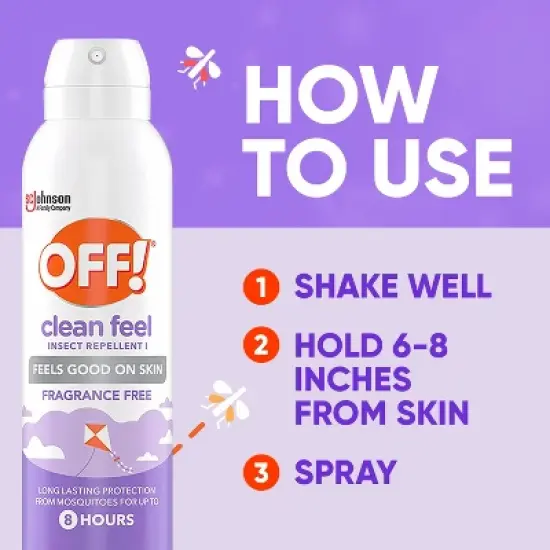 OFF! Clean Feel Mosquito Repellent Bug Spray 20% Picaridin - Two Units 5oz each​ image {8}