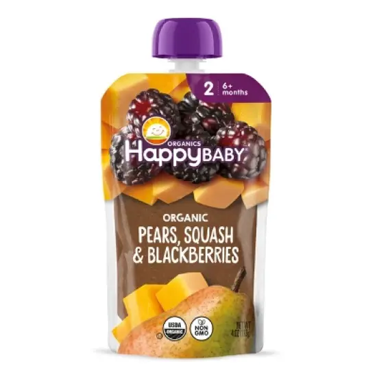 Happy Baby Organics Clearly Crafted Stage 2 Pears, Squash & Blackberries - 4oz image {8}