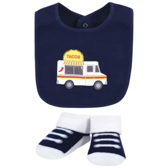 Hudson Baby Infant Boy Cotton Bib and Sock Set, Handsome Taco, One Size image {4}