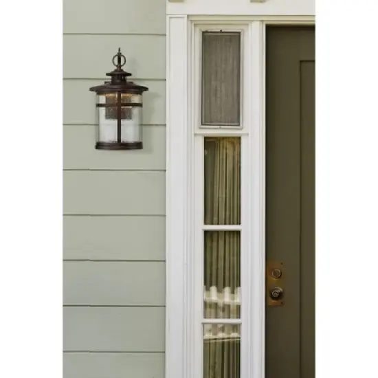 Franklin Iron Works Callaway Modern Industrial Outdoor Wall Light Fixture Bronze LED 11 1/2" Seedy Glass for Post Exterior Barn Deck House Porch Yard image {7}