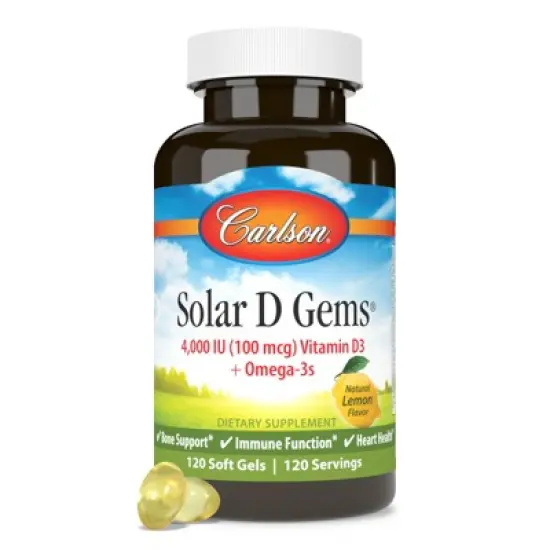 Carlson - Solar D Gems, 4000 IU (100 mcg) Vitamin D3, 115 mg Omega-3s, Lemon image {3}