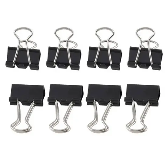 Unique Bargains Stationery Papers File Organizer Metal Black Binder Clips 0.5" Width 12 Pcs image {3}