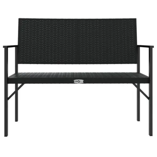 vidaXL Loveseat Settee Bench Outdoor Wicker Loveseat Rattan Chair Poly Rattan - Black No Cushion image {2}