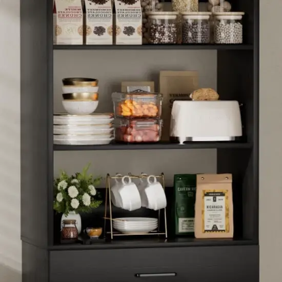 Aheaplus 80"H Pantry Cabinet with Adjustable Shelves and Drawers image {5}