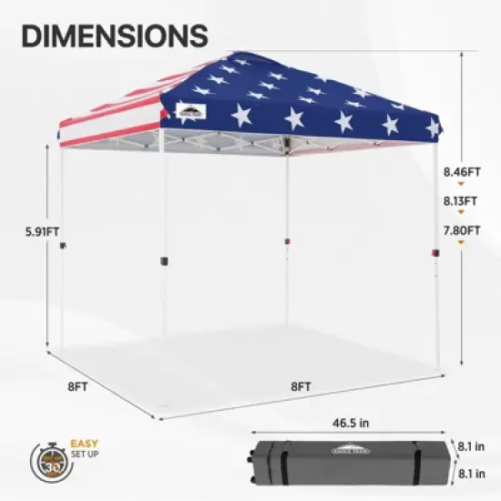 EAGLE PEAK 8x8ft Pop Up Canopy Tent Instant Outdoor Canopy with Wheeled Bag image {2}