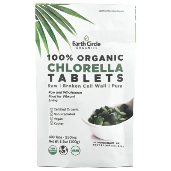 Earth Circle Organics 100% Organic Chlorella Tablets, 400 Tablets image {2}