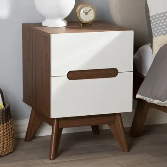Calypso Mid - Century Modern Wood 3 - Drawer Storage Nightstand - Brown - Baxton Studio image {5}