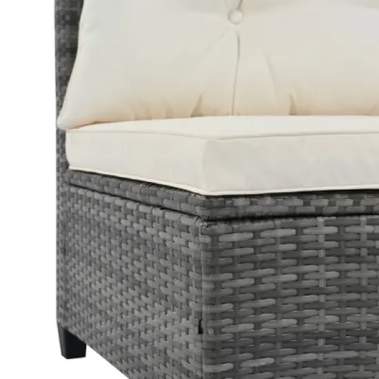 8-Piece Outdoor Patio Wicker Half-Moon Sectional Sofa Set with Rectangular Coffee Table image {13}