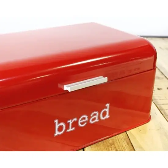 Juvale Metal Bread Box Bin, Stainless Steel Red Food Stoarge Box Container for Kitchen Countertop, 16.75 x 9 x 6.5 in image {2}