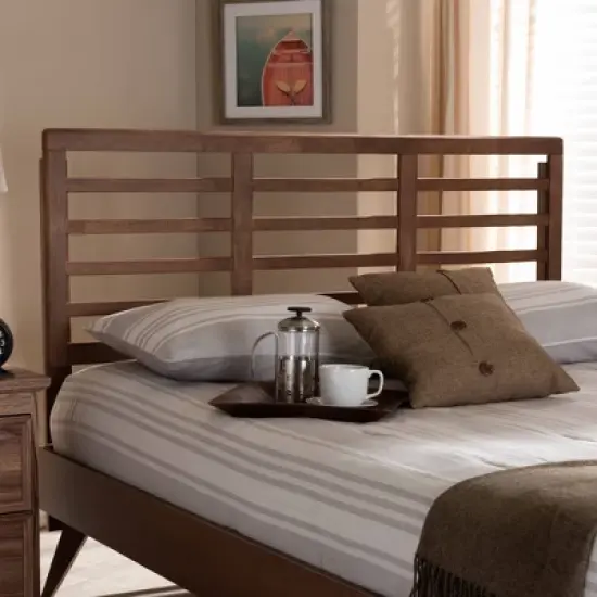 Salome Walnut Finished Wood Headboard - Baxton Studio image {4}