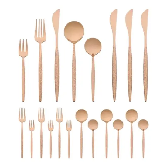 REGALWOVEN 20 Pcs Stainless Steel Mirror Polished Flatware with Knife Spoons and Forks Set, Silverware Set with Grain image {10}